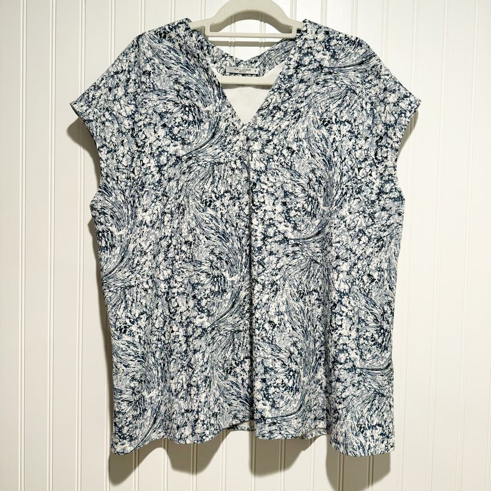 MM Lafleur Didion Blouse Indigo Marble Print Size Medium